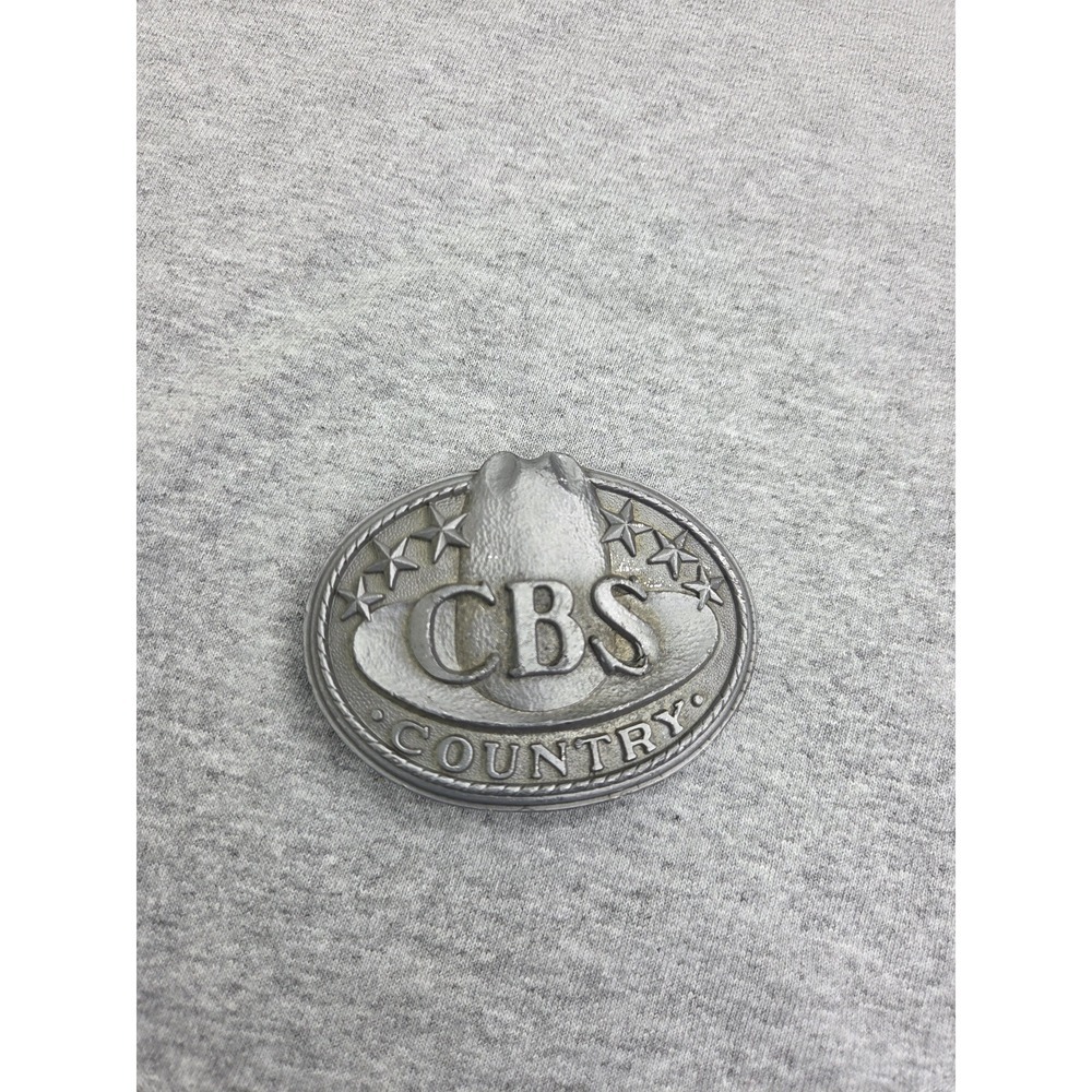 Vintage CBS Country Records Music Cowboy Western Solid Pewter Belt Buckle Heavy